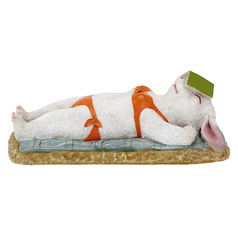 Hand-Painted Resin Beach Bunny Garden Statue