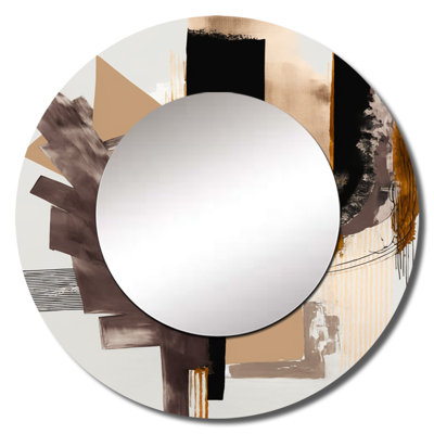 Quavis Warm Watercolor Abstract I - Abstract Large Wall Mirror, Modern Round Unique Mirror, Printed Metal Art