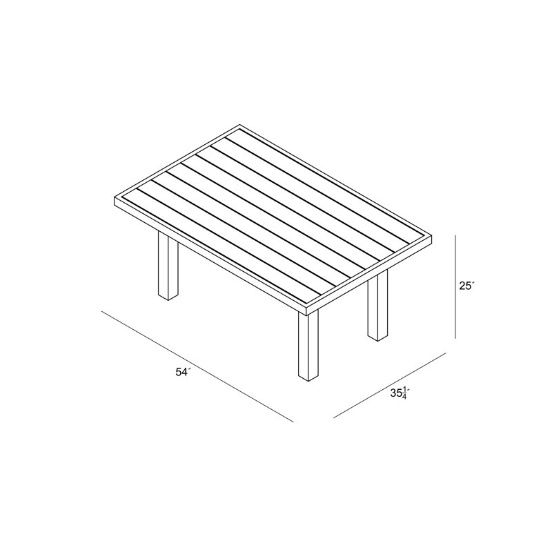 Avetik Rectangular Metal Outdoor Chat Table , 54'' in. W 35.25'' in. D, Black