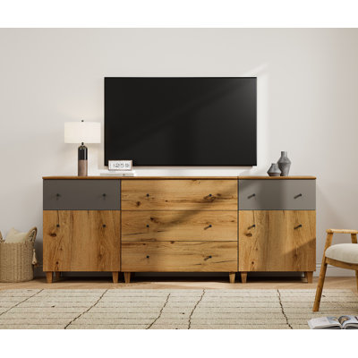 3-In-1 Wooden TV Stand With Cabinets And Drawers For Tvs Up To 85+ Inches, 82.6"