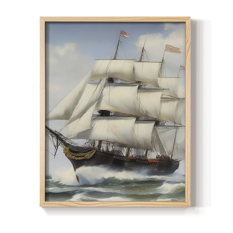 NAUTICAL Series LXV, reproduction encadrée - bois massif, Naturel, H 21 po x l 17 po