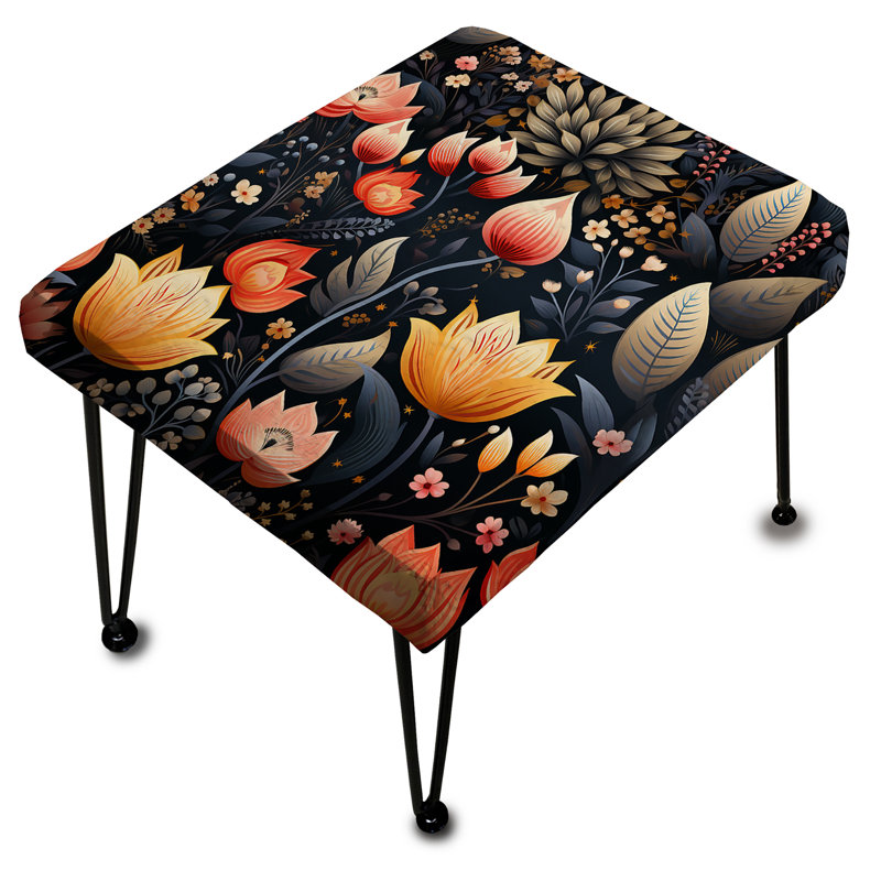 Tropical Jungle Red Floral Retreat II - Floral Rectangle Ottoman