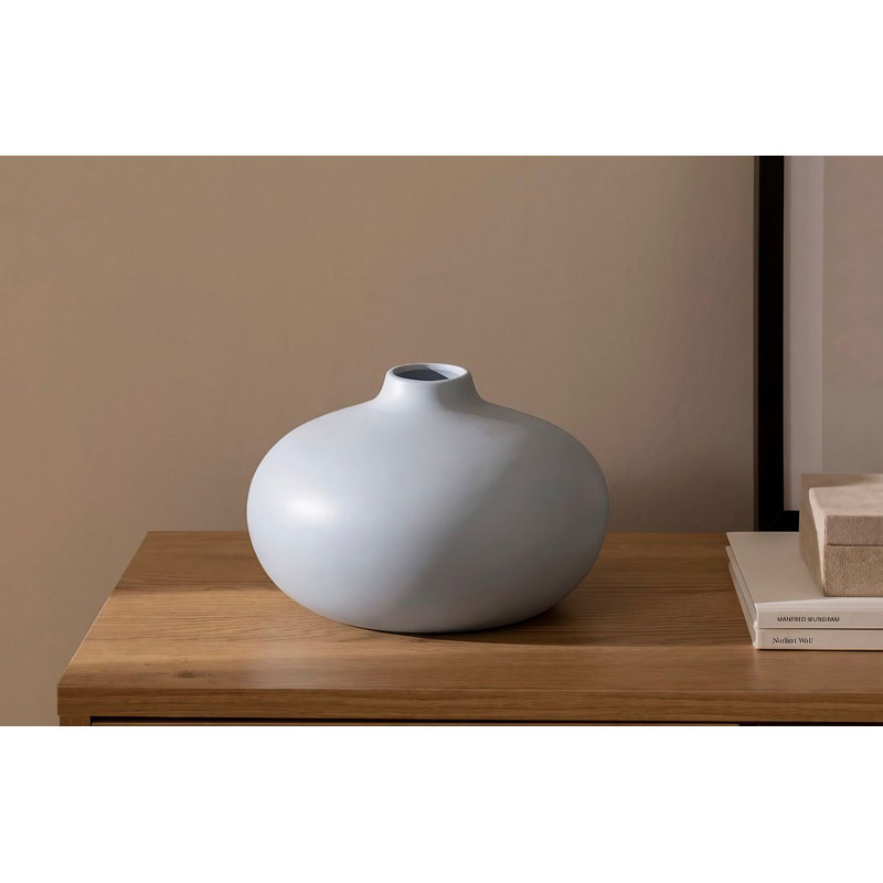 Corrisa Ceramic Table Vase, White, 23cm H x 16cm W x 23cm D