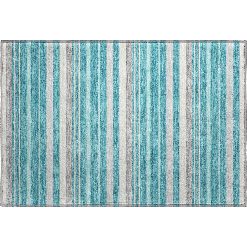 Premium Machine Washable Prisco Teal Rug, Rectangle 1'8" x 2'6"