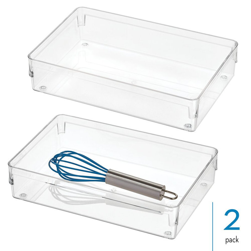 Organisateur de tiroir de cuisine iDesign - Ensemble de 2 tiroirs de cuisine en plastique - Transparent