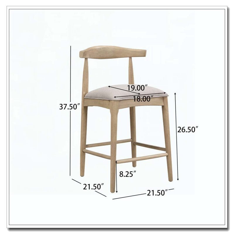 Tabouret de bar en bois, Siège gris / structure en bois