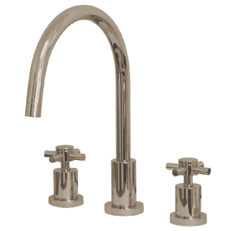 Kingston Brass Concord Double-Handle 3-Hole Widespread Kitchen Faucet, Without Spray