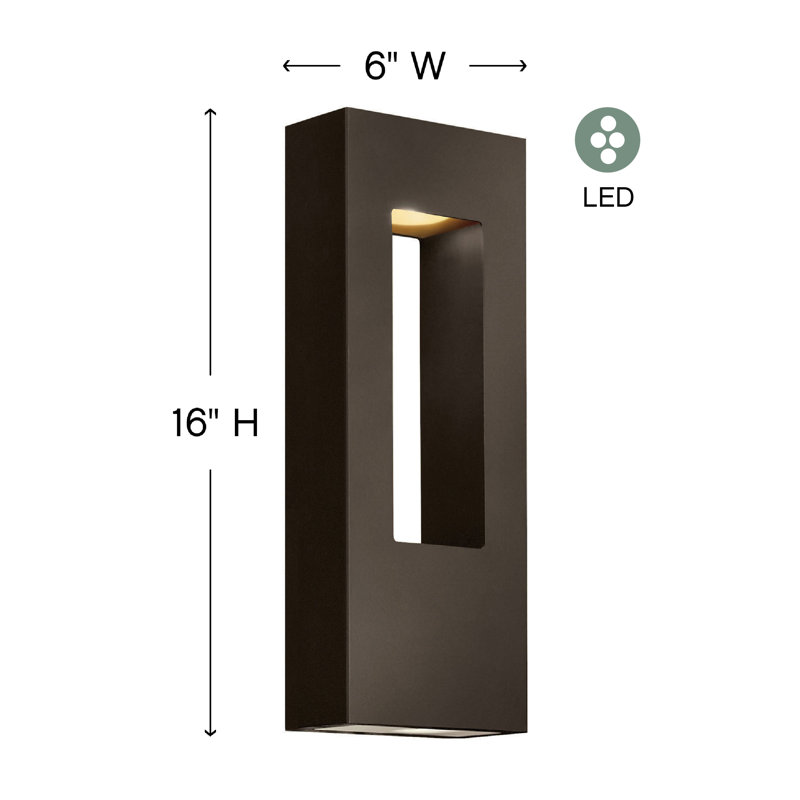 Plafonnier encastré d'extérieur en verre givré Atlantis, H 16 po x l 6 po x P 3,5 po, Bronze