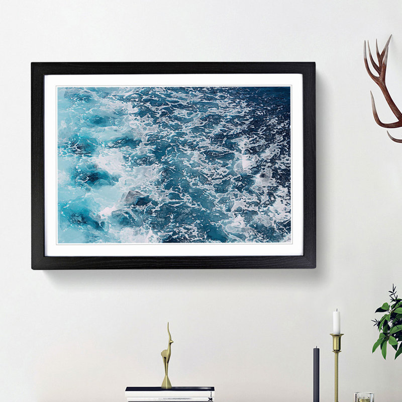 Blue Waters - Picture Frame Graphic Art Print, 36cm H x 48cm W x 2cm D, Black Framed