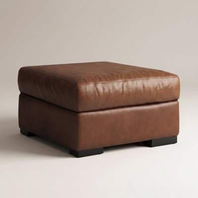 Repose-pieds rectangulaire en cuir véritable Akar