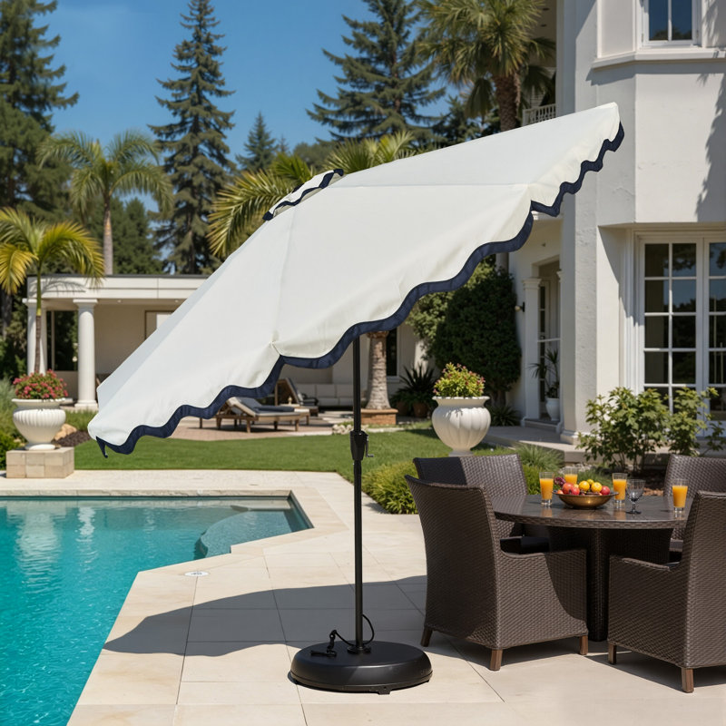 Parasol de marché solaire pour terrasse avec inclinaison et manivelle 10 pi., Beige