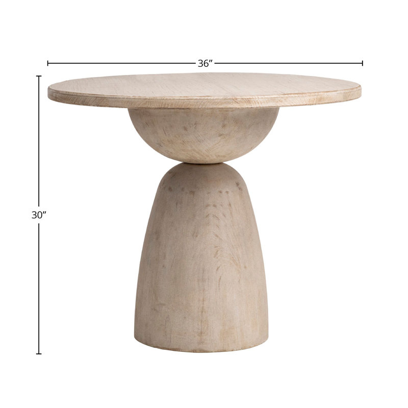Balak Reclaimed Pine Round Modern Hourglass Bistro Dining Table, White, 30'' H x 36" L x 36" W