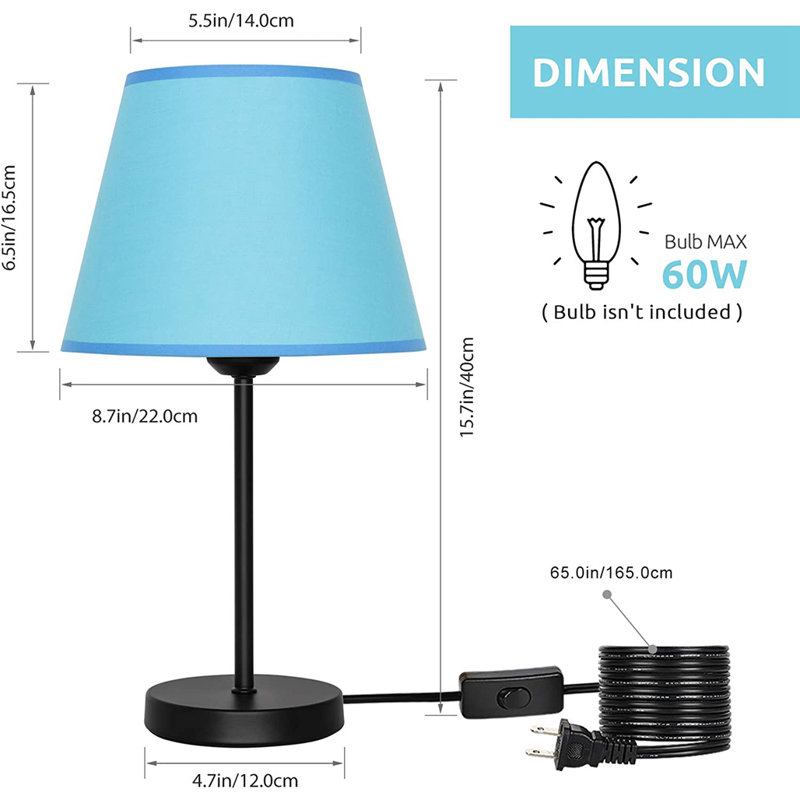 Lampe de table noire 10 po Wadim