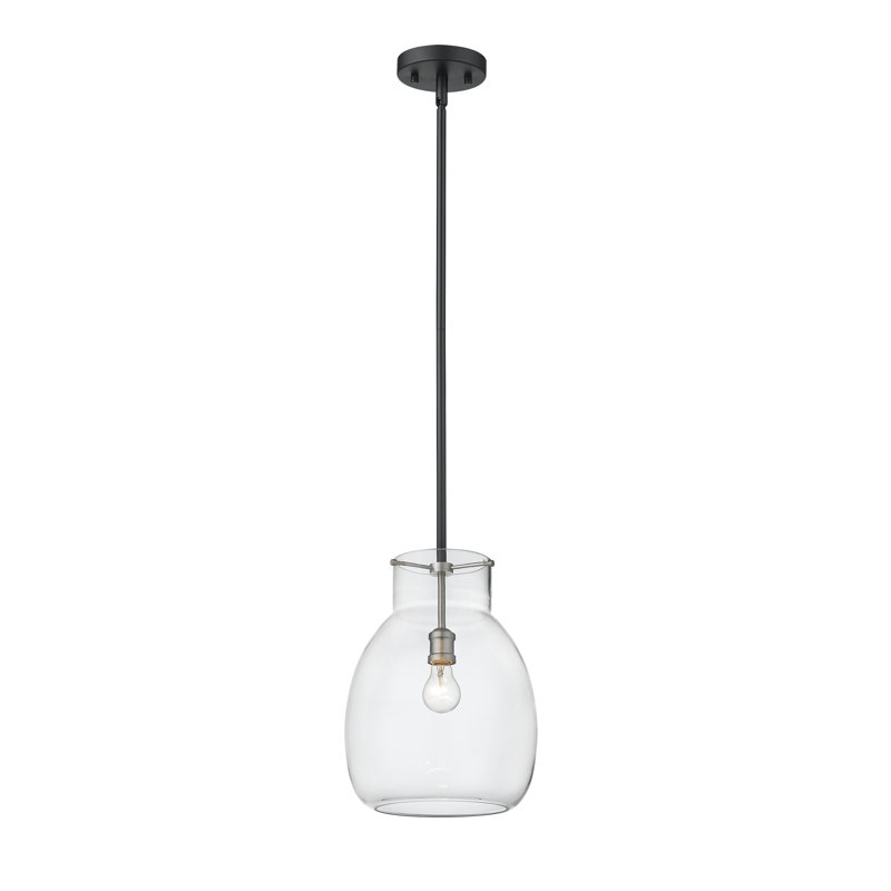 Luminaire à pot simple 1 lumières ArAgon, Noir mat + nickel brossé, H 16 po x l 12 po x P 12 po