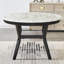 Ensemble de salle à manger 5 pièces Mella - Table ronde en faux marbre avec 4 chaises Parsons en velours bleu, finition espresso foncé-711761015