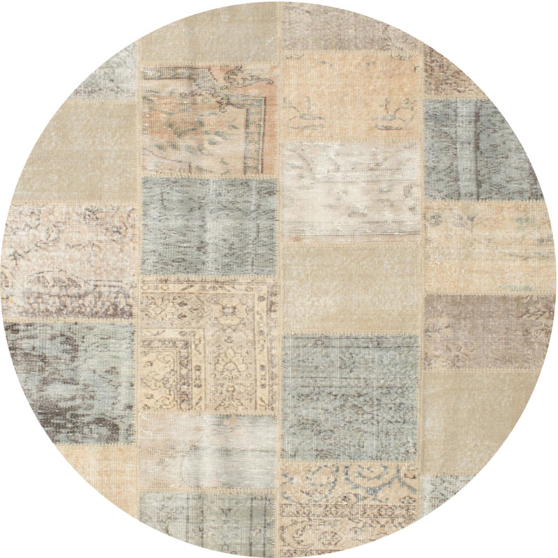 Tapis beige contemporain, Rond 3 pi