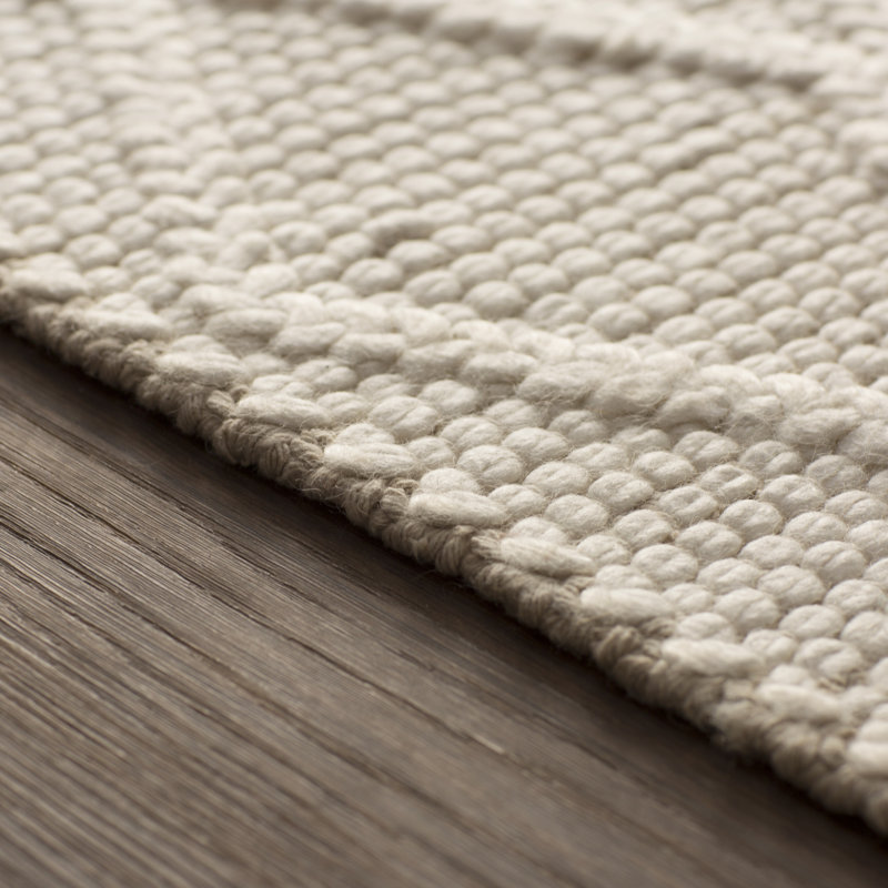 Tapis ivoire en laine / viscose tissé à la main à motif géométrique Krizal, Rectangle 5 pi x 8 pi