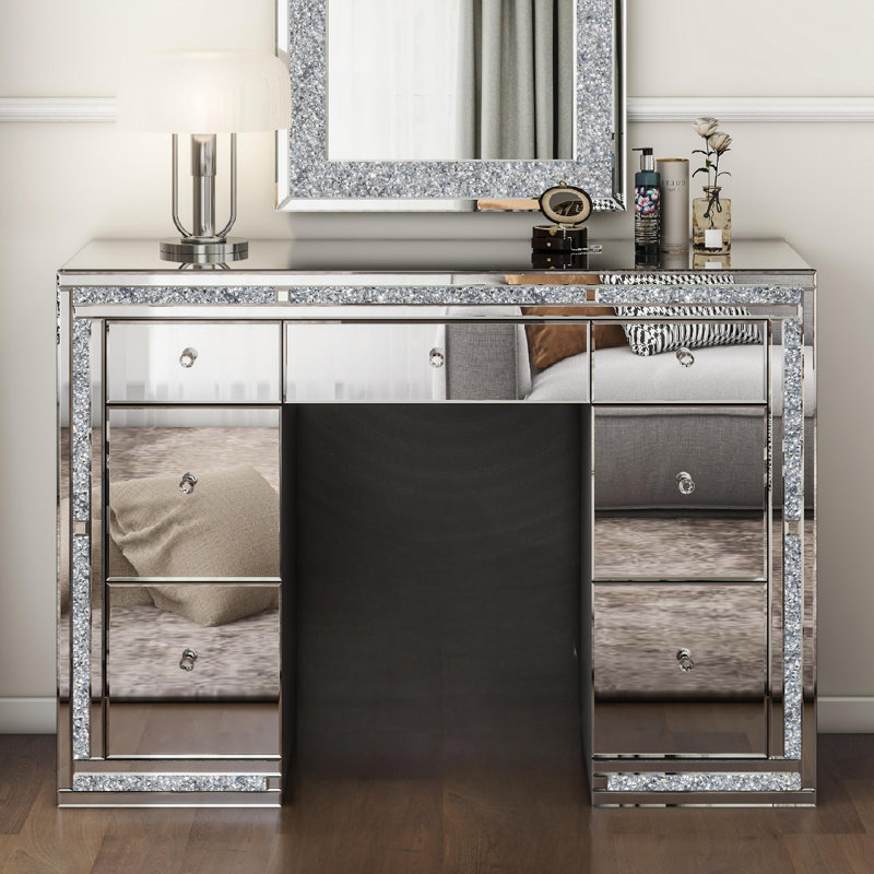 Mariaha Mirrored Vanity Table 7-Drawer