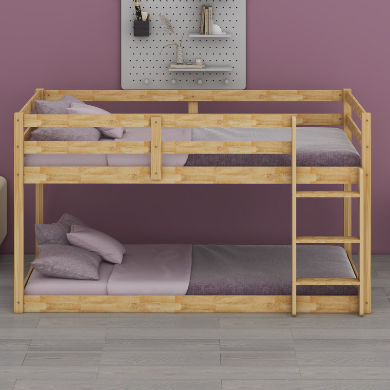 Lit superposé en bois avec échelle, Naturel