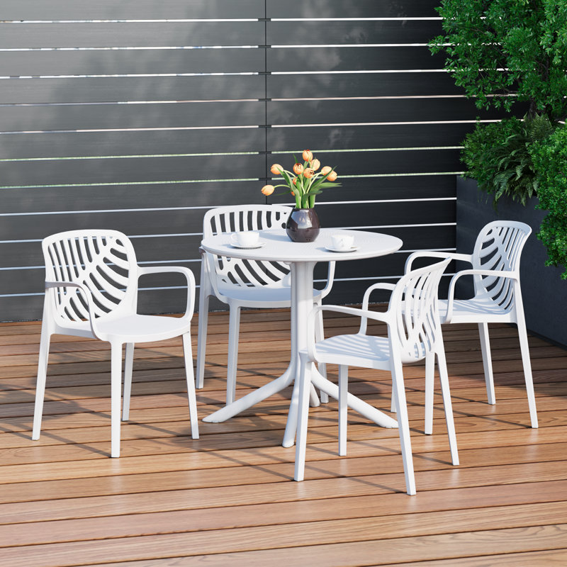 Ensemble repas extérieur pour 4 personnes, Blanc