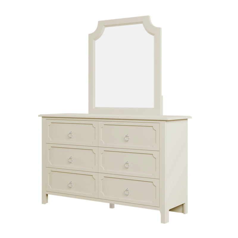Commode 6 tiroirs June, armoire décorative, armoire blanche, armoire d'entrée