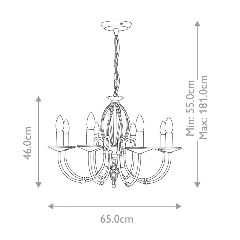 Vosburgh 8 - Light Candle Style Chandelier, Polished Brass