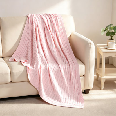 100% Natural Cotton Cable Knit Blanket, Soft Breathable Blanket, 51"x67"