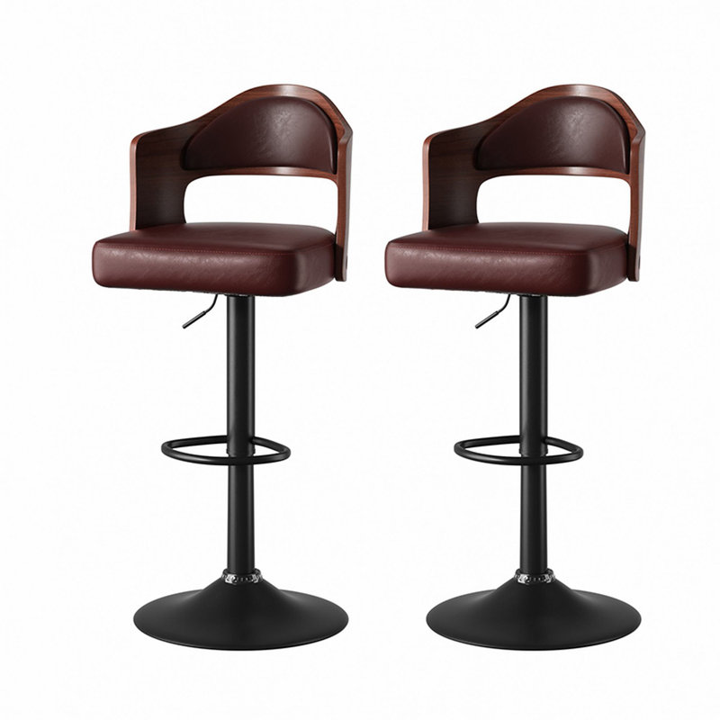 Sonja Adjustable Height Swivel Bar Stools With Back And Footrest, Brown