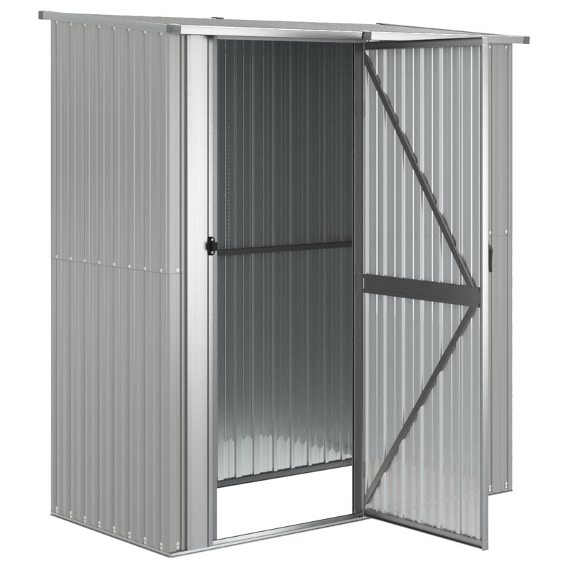 Vidaxl Garden Shed 71.1"X38.2"X82.5" Galvanized Steel, Gray