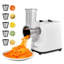 Râpe à fromage électrique, râpe à salade 200W, hachoir électrique à trancheuse à légumes pour fruits avec 5 accessoires, coupe-aliments en acier inoxydable pour légumes et fromages