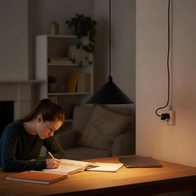 Plug in Pendant Light, 13.2FT Hanging Light with Plug in Cord, On/Off Switch, E26 Base Industrial Pendant Light with Plug in Cord Lamp for Kitchen, Dining, Bar, Café