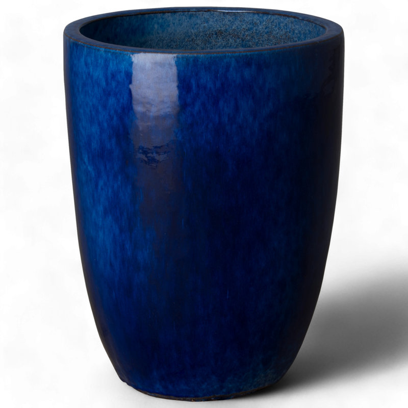 Pot à fleurs en céramique Silsbee, H 20 po x l 15 po x P 15 po, Bleu