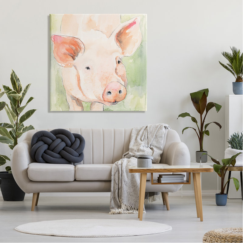 «Modern Pig Portrait» par Victoria Barnes - reproduction d'art sur toile tendue, H 36 po x l 36 po x P 1,5 po