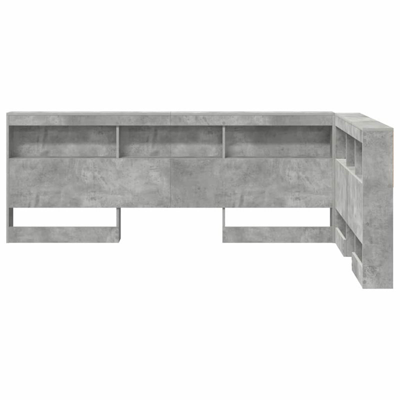  Storage Headboard Concrete 120 Cm Engineered Wood, 140 x 220cm, Concrete Grey