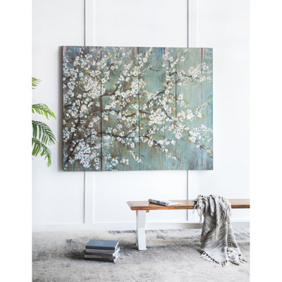 De 4 impressions de toile de cerisier en fleurs blanches de 18,5 po x 59 po pour la chambre à coucher, le vestibule, le salon, le bureau - 50% toile gracieuse, toile décorative 21,1 lb, chambre 4, vitrine douce et élégante,