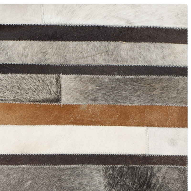 Barr Hand Woven Leather Geometric Rug, Rectangle 4' x 6'