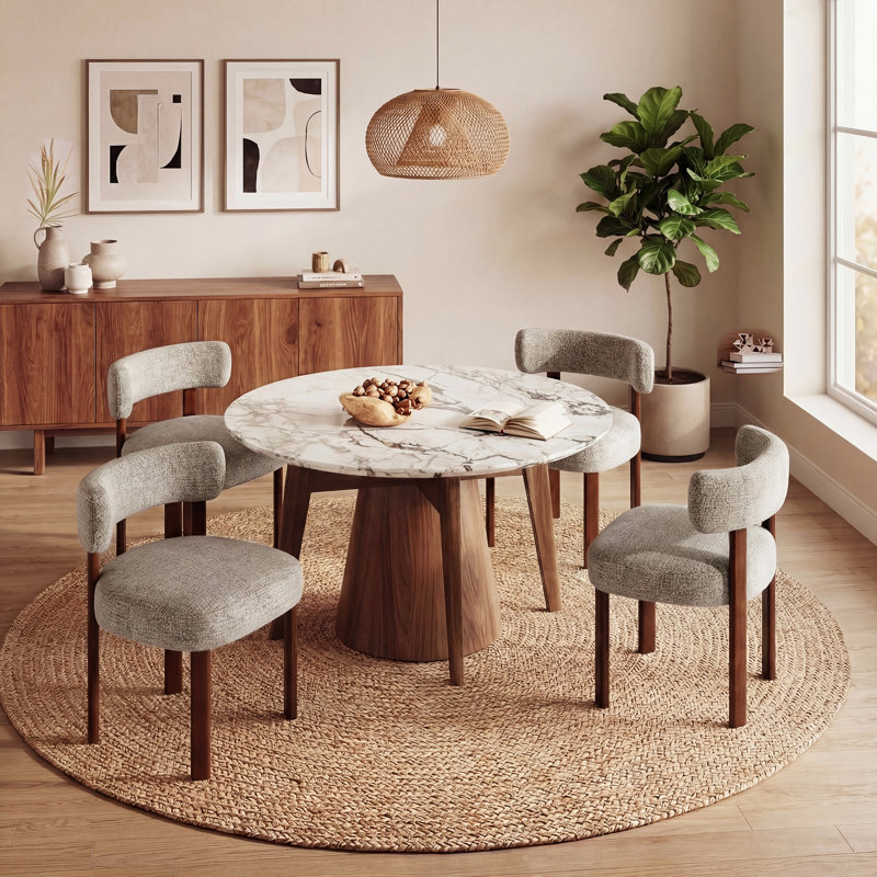 48.5cm H Upholstered Upholstered Back Side Chair, Camel Fabric