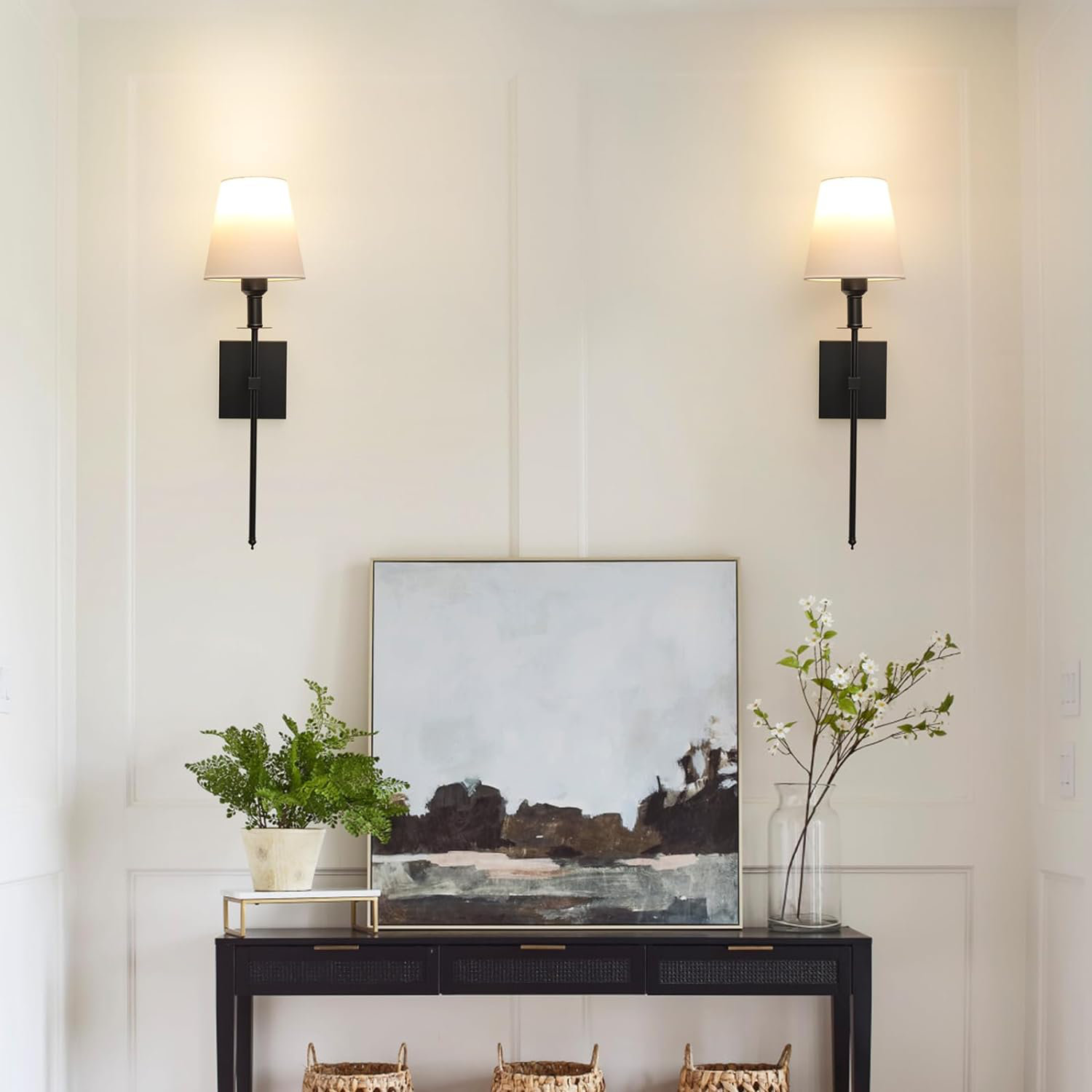 Wall Light Battery Operated Sconce Set of 2 not Hardwired Fixture Battery Powered Wall Sconce