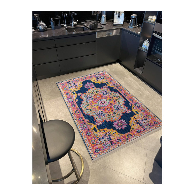 Tapis rose lavable à la machine, Sous-tapis rectangulaire de 3 pi 3 po x 4 pi 11 po