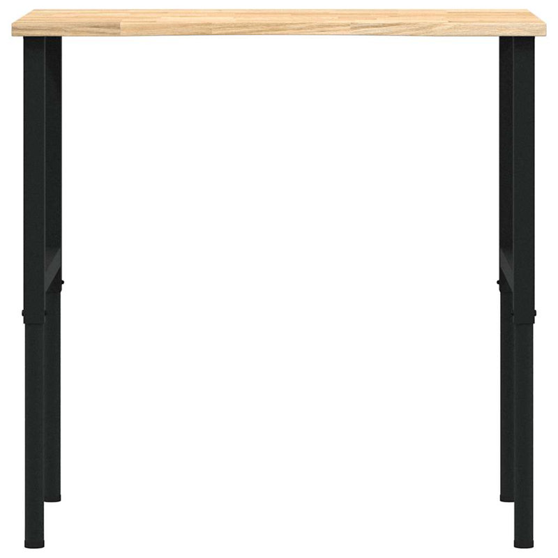 Solid Wood Top Height-Adjustable Workbench, Natural/Black, 98cm H x 100cm W x 60cm D