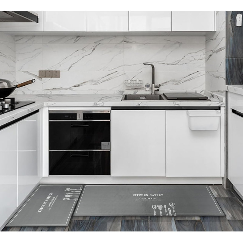 Abstract Anti-Fatigue Non-Skid Kitchen Mat, Rectangle 3'7" x 10'