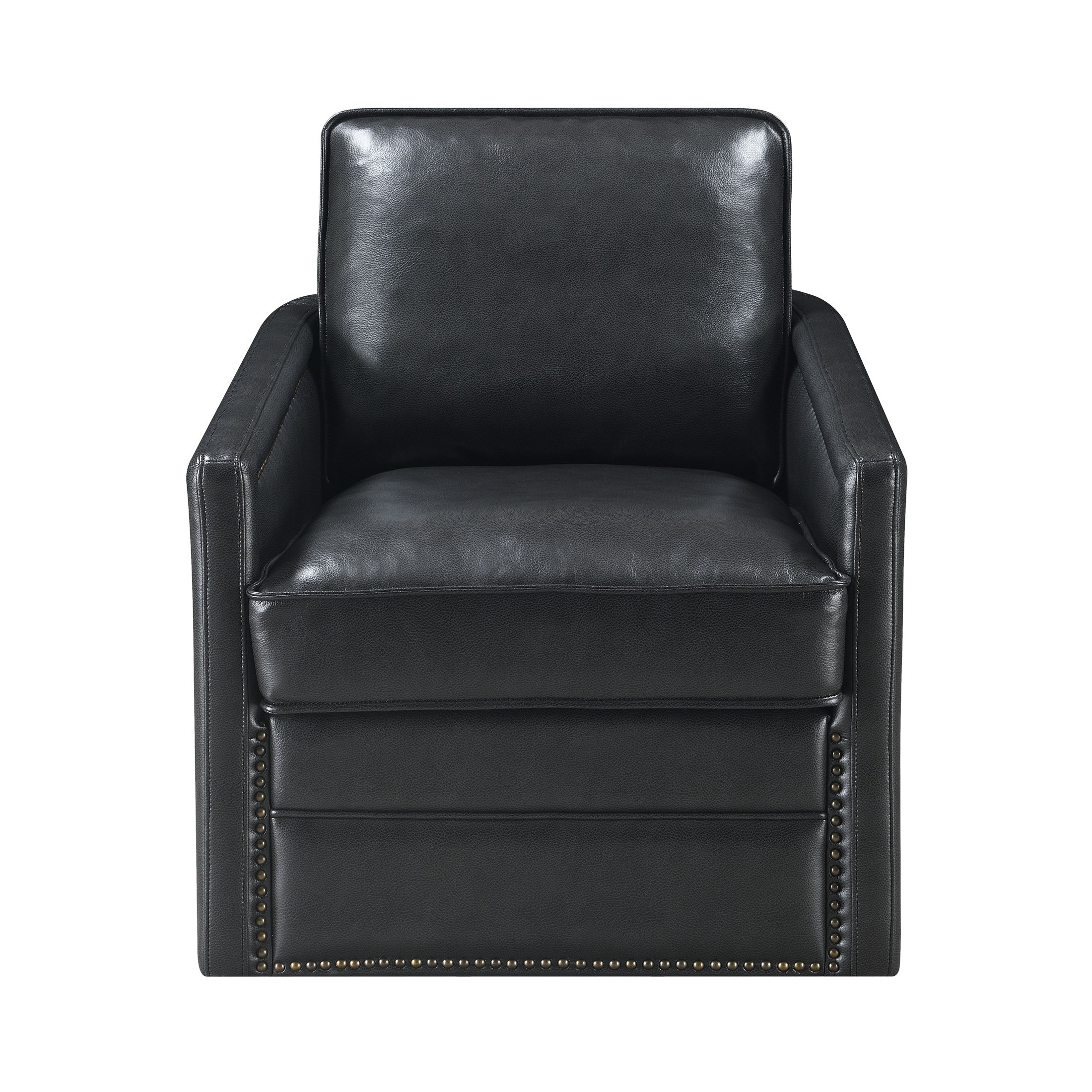 Hokku Designs Rocha Black Leather Aire Swivel Glider Chair | Wayfair