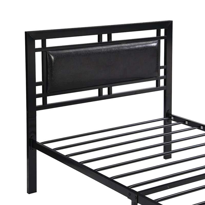 Structure de lit simple en métal, élément de chambre silencieux, élément confortable noir