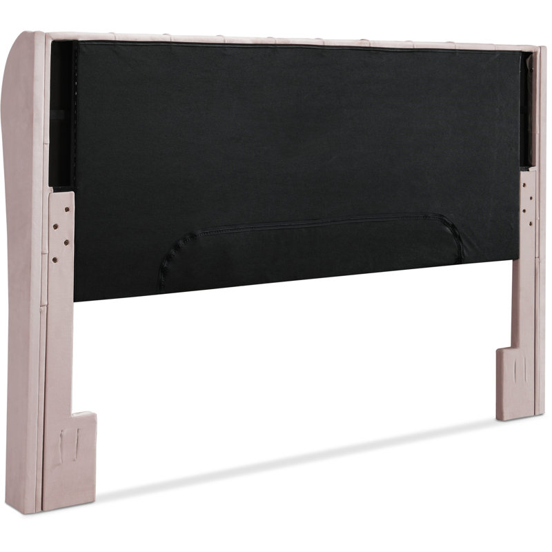 Harlow Upholstered Wingback Headboard, King, Dusty Mauve