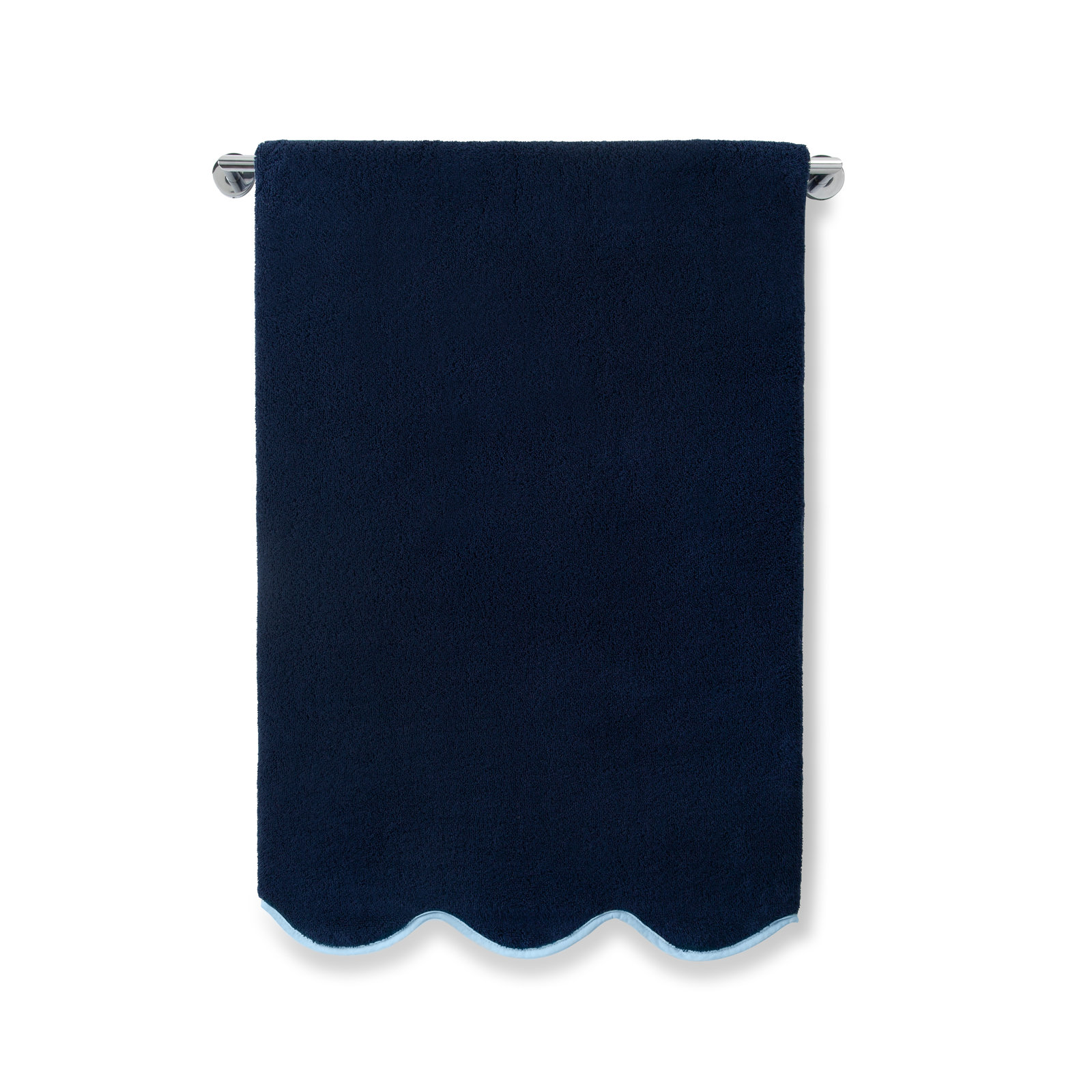 Lowney Scalloped Cotton Hand Towel, Navy, Hand Towel