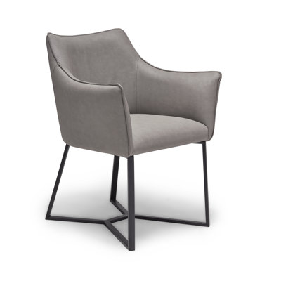 Fauteuil en cuir gris Aynan