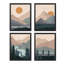 Ensemble de 4 impressions murales encadrées bleu sarcelle, forêt de rivière, paysage, encadrées sur papier, impression de 4 pièces-93012736-119018423