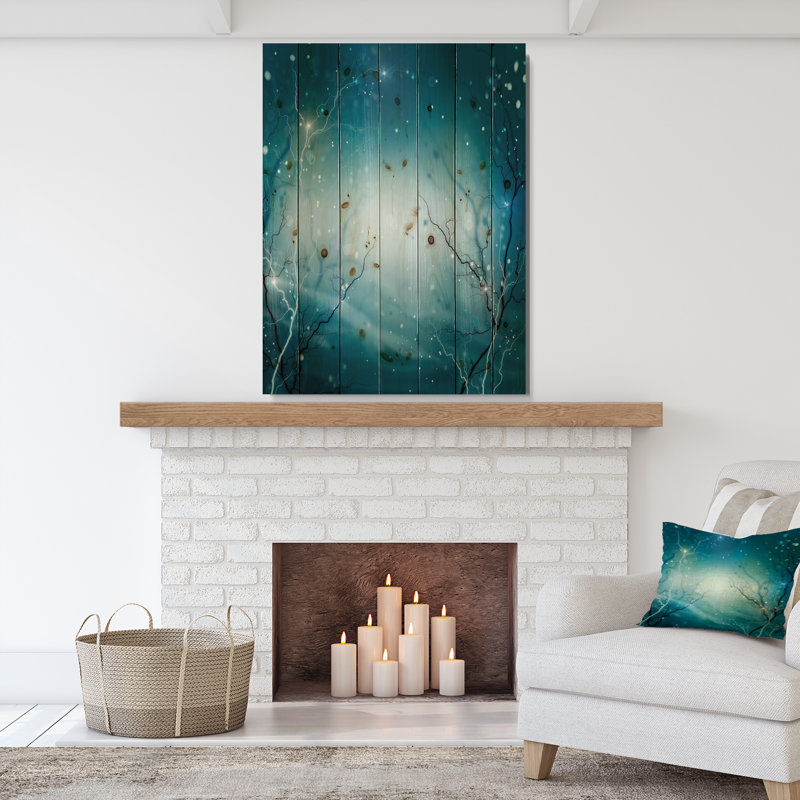 « blue winter imaginaire forest », impression, Bois, H 40 po x l 30 po x P 1,5 po