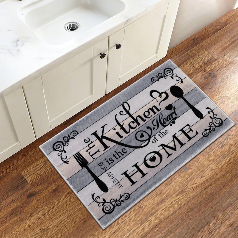 Machine Washable Non-Slip Kitchen Mat, Gray/Black
