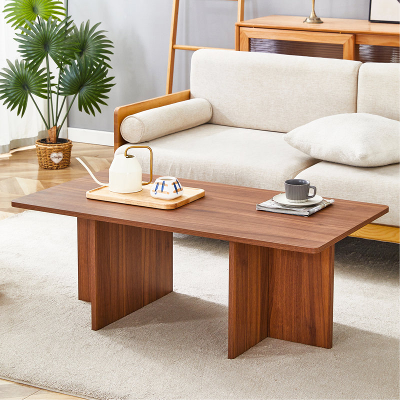 Table basse 44,8 pouces en grain de bois de noyer et bois aggloméré - Luxe moderne